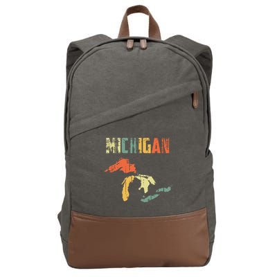 The Great Lakes Largest Water Retro Color Michigan Mi Pride Cotton Canvas Backpack