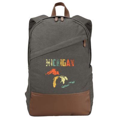 The Great Lakes Largest Water Retro Color Michigan Mi Pride Cotton Canvas Backpack