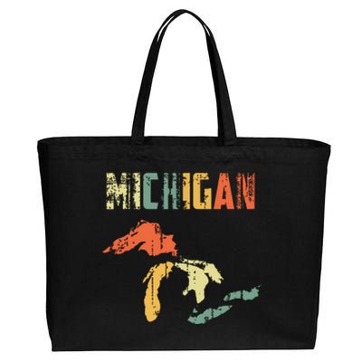 The Great Lakes Largest Water Retro Color Michigan Mi Pride Cotton Canvas Jumbo Tote