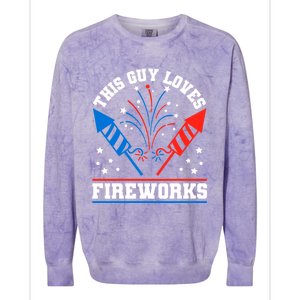 This Guy Loves Fireworks Firecrackers 4th Of July Gift Colorblast Crewneck Sweatshirt