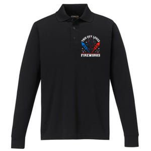 This Guy Loves Fireworks Firecrackers 4th Of July Gift Performance Long Sleeve Polo