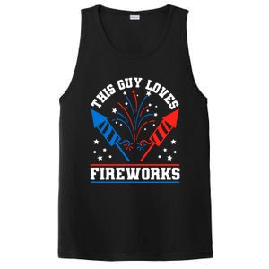 This Guy Loves Fireworks Firecrackers 4th Of July Gift PosiCharge Competitor Tank