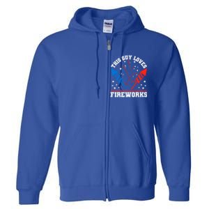 This Guy Loves Fireworks Firecrackers 4th Of July Gift Full Zip Hoodie