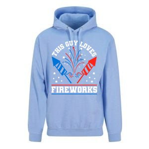 This Guy Loves Fireworks Firecrackers 4th Of July Gift Unisex Surf Hoodie