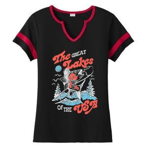 The Great Lakes Retro Inspired Graphic Ladies Halftime Notch Neck Tee