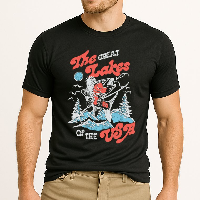 The Great Lakes Retro Inspired Graphic Cooling Performance Crew T-Shirt