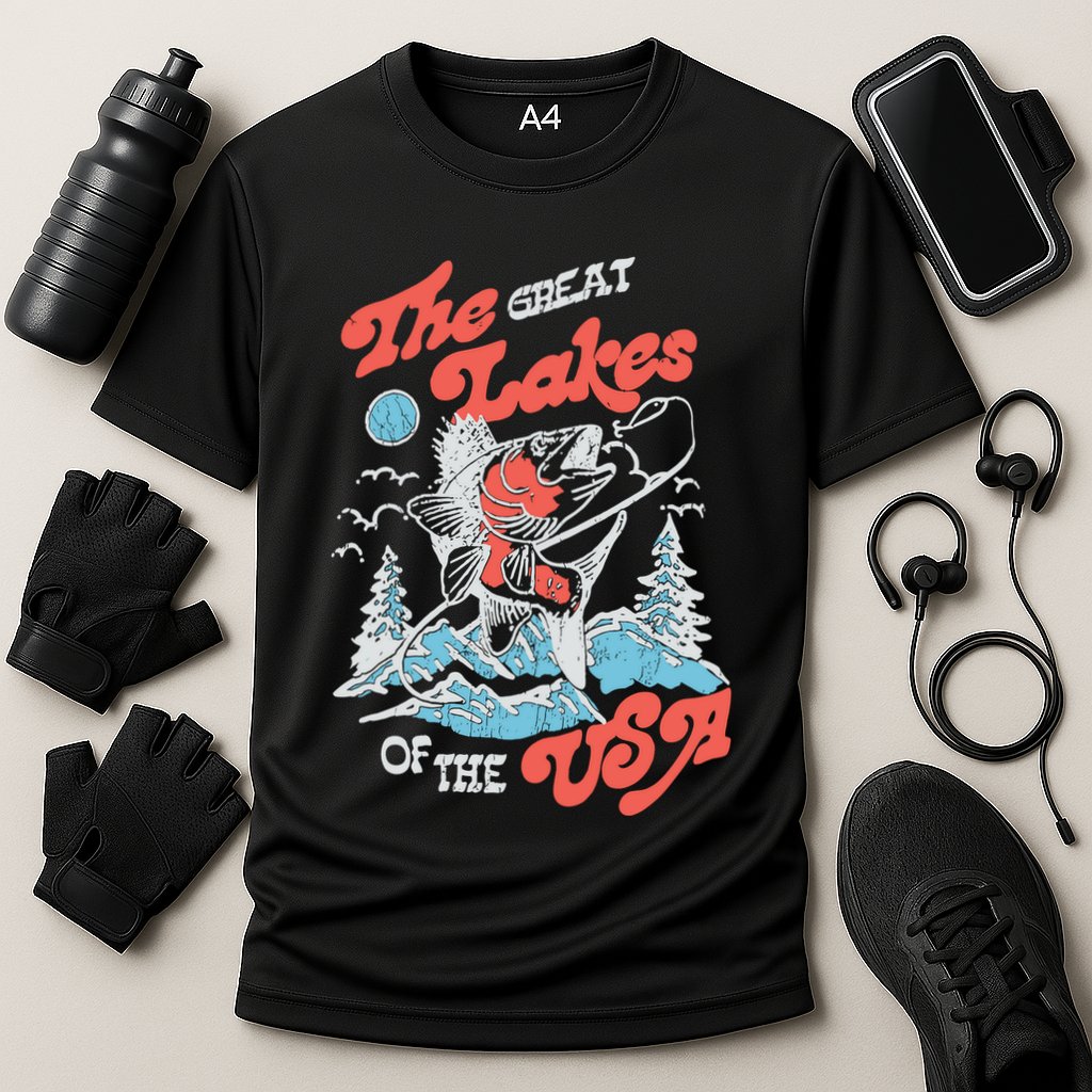 The Great Lakes Retro Inspired Graphic Cooling Performance Crew T-Shirt