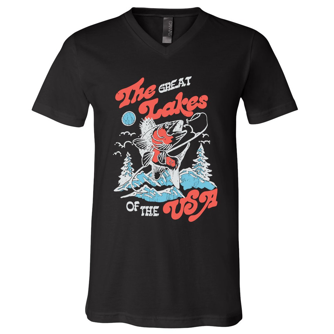 The Great Lakes Retro Inspired Graphic V-Neck T-Shirt