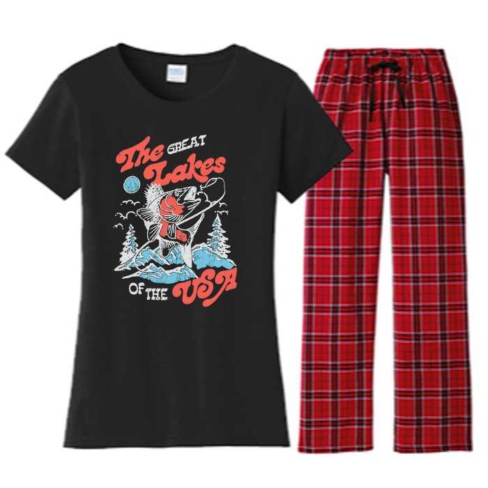 The Great Lakes Retro Inspired Graphic Women's Flannel Pajama Set