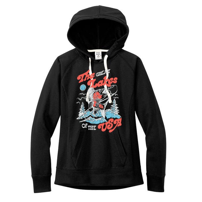 The Great Lakes Retro Inspired Graphic Women's Fleece Hoodie