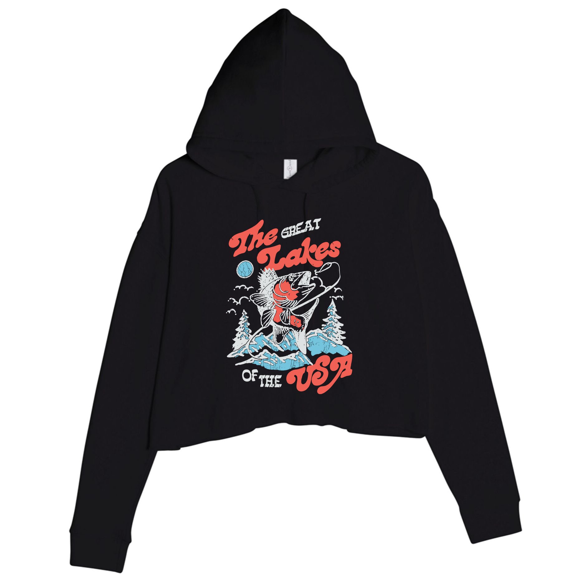 The Great Lakes Retro Inspired Graphic Crop Fleece Hoodie