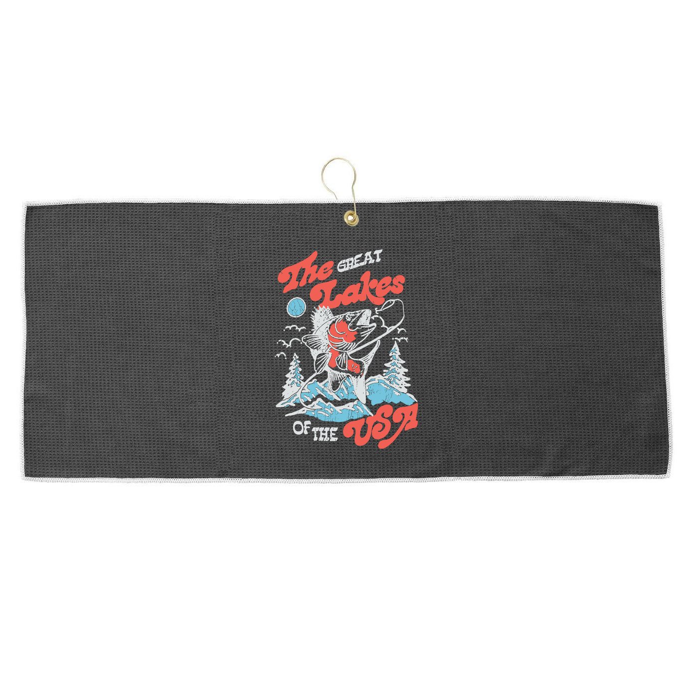 The Great Lakes Retro Inspired Graphic Large Microfiber Waffle Golf Towel