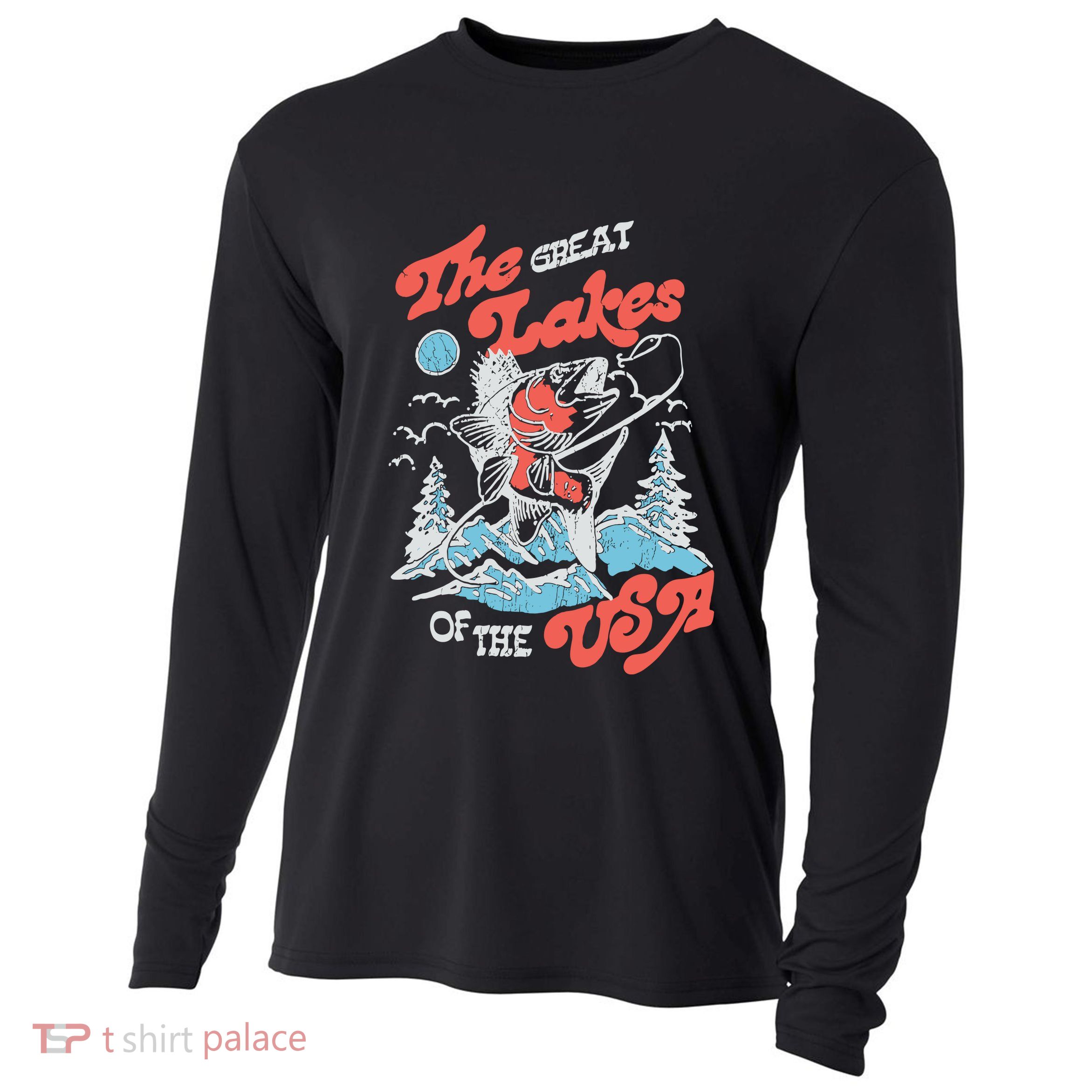 The Great Lakes Retro Inspired Graphic Cooling Performance Long Sleeve Crew