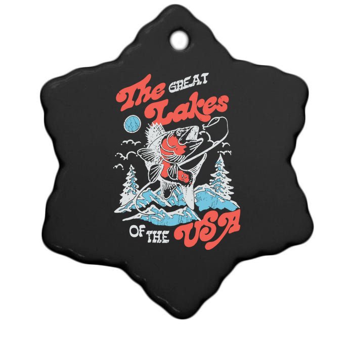 The Great Lakes Retro Inspired Graphic Ceramic Star Ornament