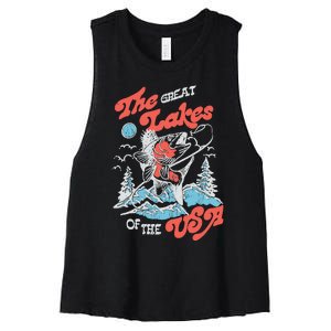 The Great Lakes Retro Inspired Graphic Women's Racerback Cropped Tank