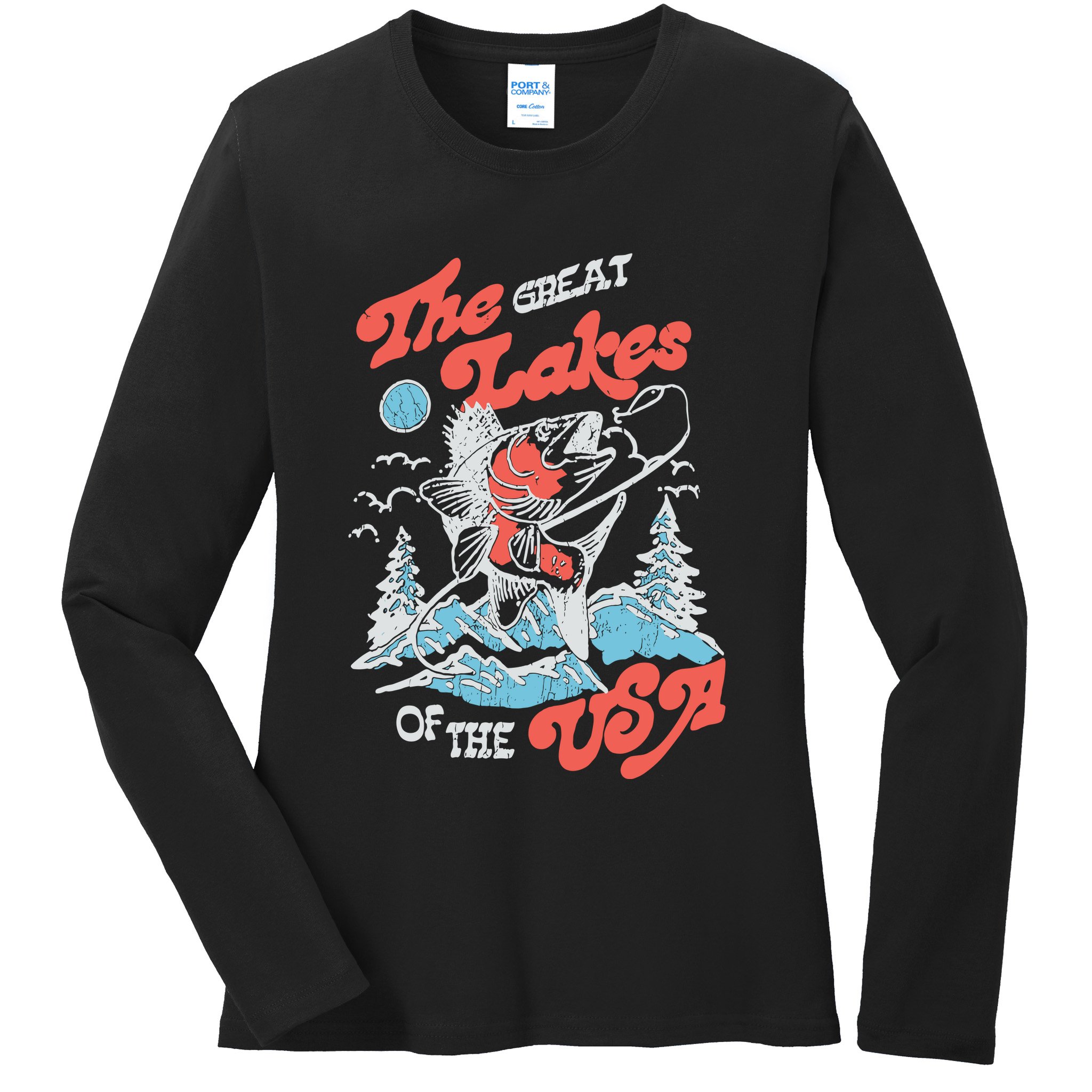 The Great Lakes Retro Inspired Graphic Ladies Long Sleeve Shirt