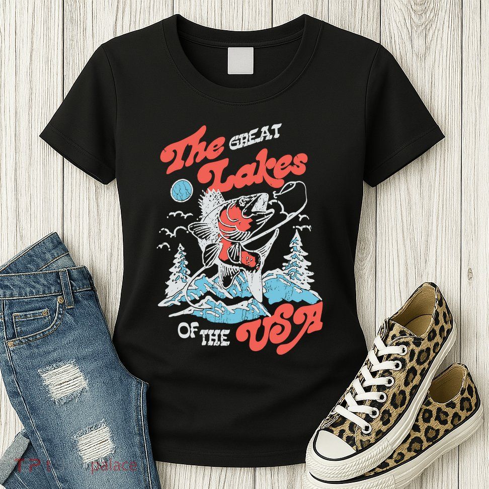 The Great Lakes Retro Inspired Graphic Womens T-Shirt