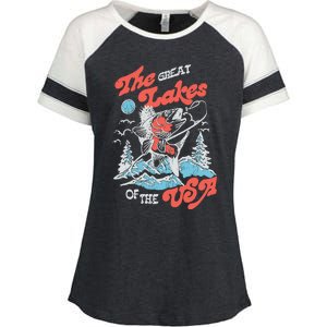 The Great Lakes Retro Inspired Graphic Enza Ladies Jersey Colorblock Tee