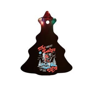 The Great Lakes Retro Inspired Graphic Ceramic Tree Ornament