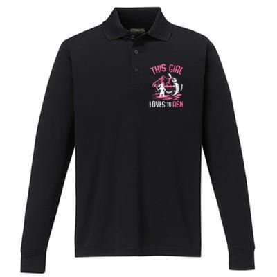 This Girl Loves To Fish Fishing Performance Long Sleeve Polo