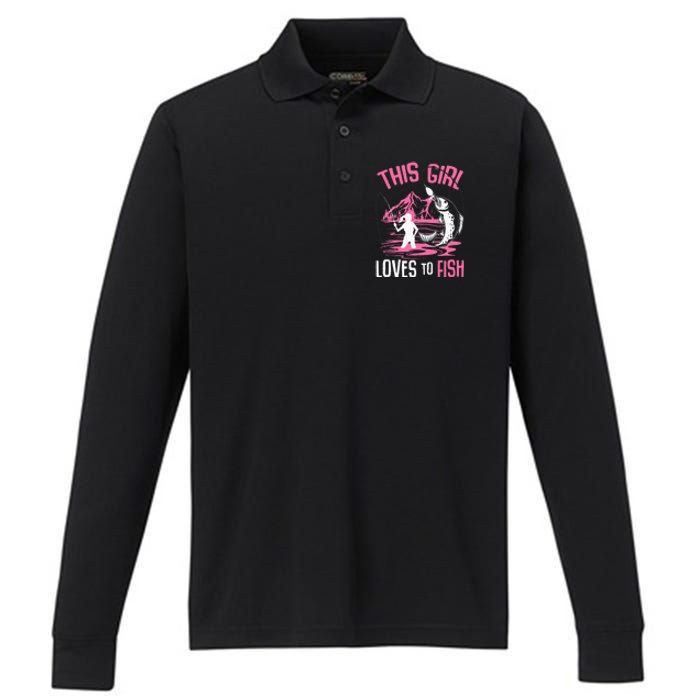 This Girl Loves To Fish Fishing Performance Long Sleeve Polo