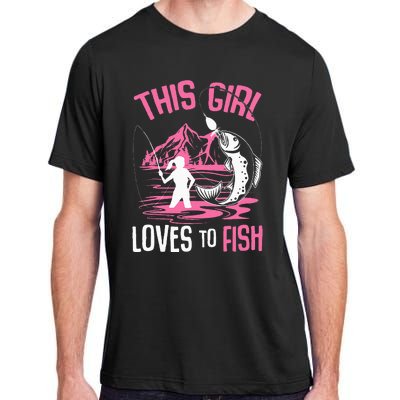 This Girl Loves To Fish Fishing Adult ChromaSoft Performance T-Shirt