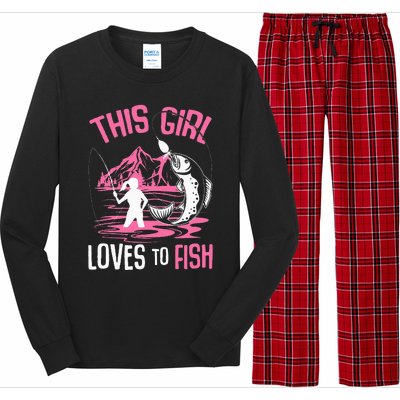 This Girl Loves To Fish Fishing Long Sleeve Pajama Set