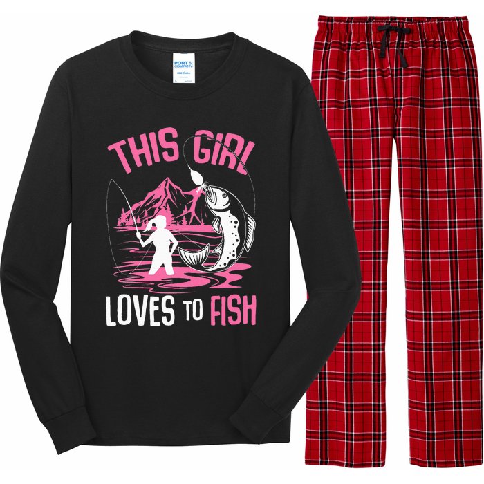 This Girl Loves To Fish Fishing Long Sleeve Pajama Set