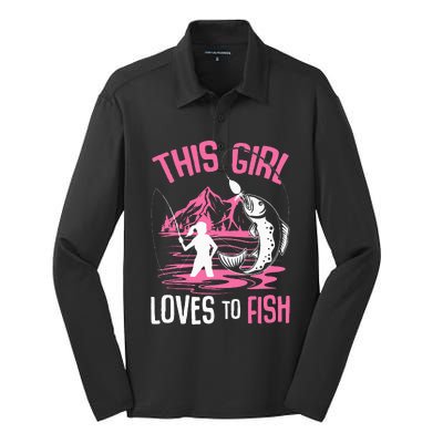 This Girl Loves To Fish Fishing Silk Touch Performance Long Sleeve Polo