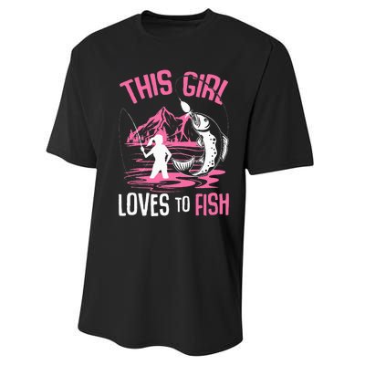 This Girl Loves To Fish Fishing Performance Sprint T-Shirt