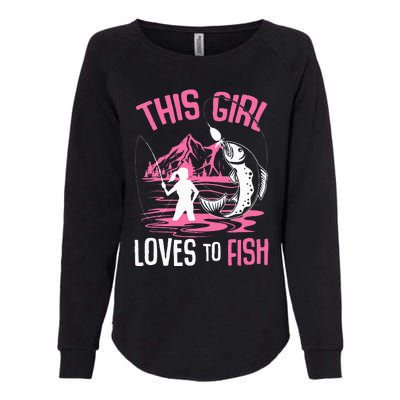 This Girl Loves To Fish Fishing Womens California Wash Sweatshirt