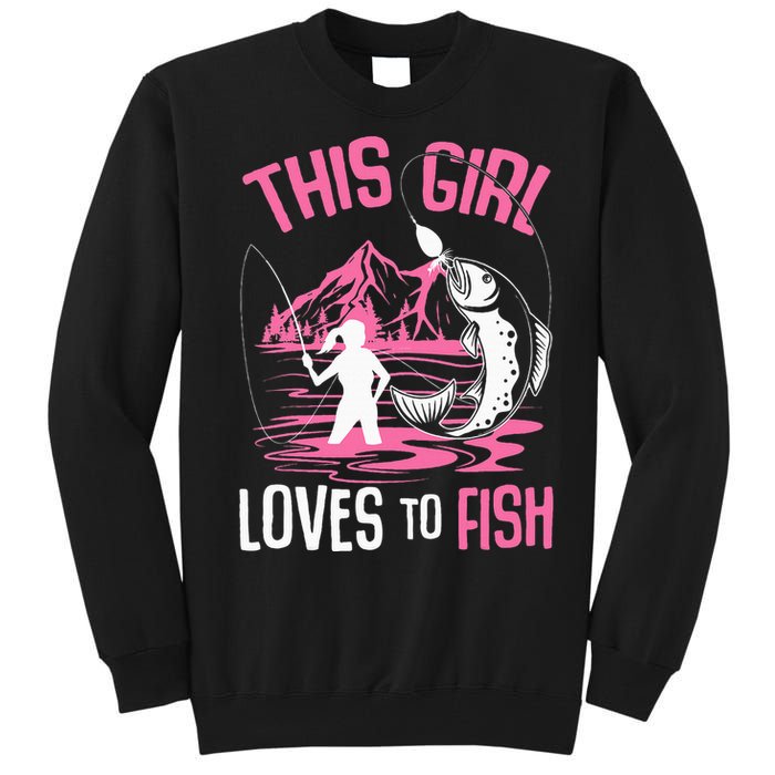 This Girl Loves To Fish Fishing Tall Sweatshirt