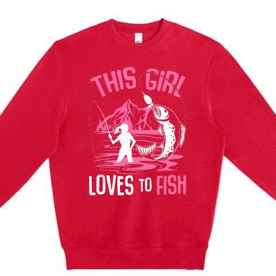 This Girl Loves To Fish Fishing Premium Crewneck Sweatshirt