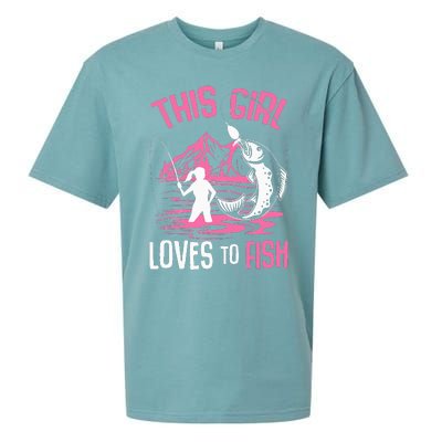 This Girl Loves To Fish Fishing Sueded Cloud Jersey T-Shirt