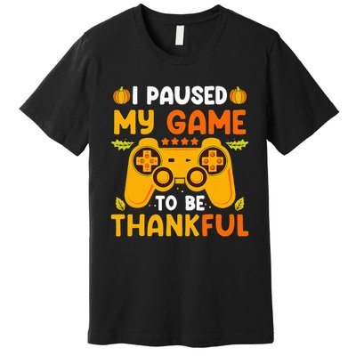 Thankful Gamer Leveling Up with Video Game Thanksgiving Premium T-Shirt