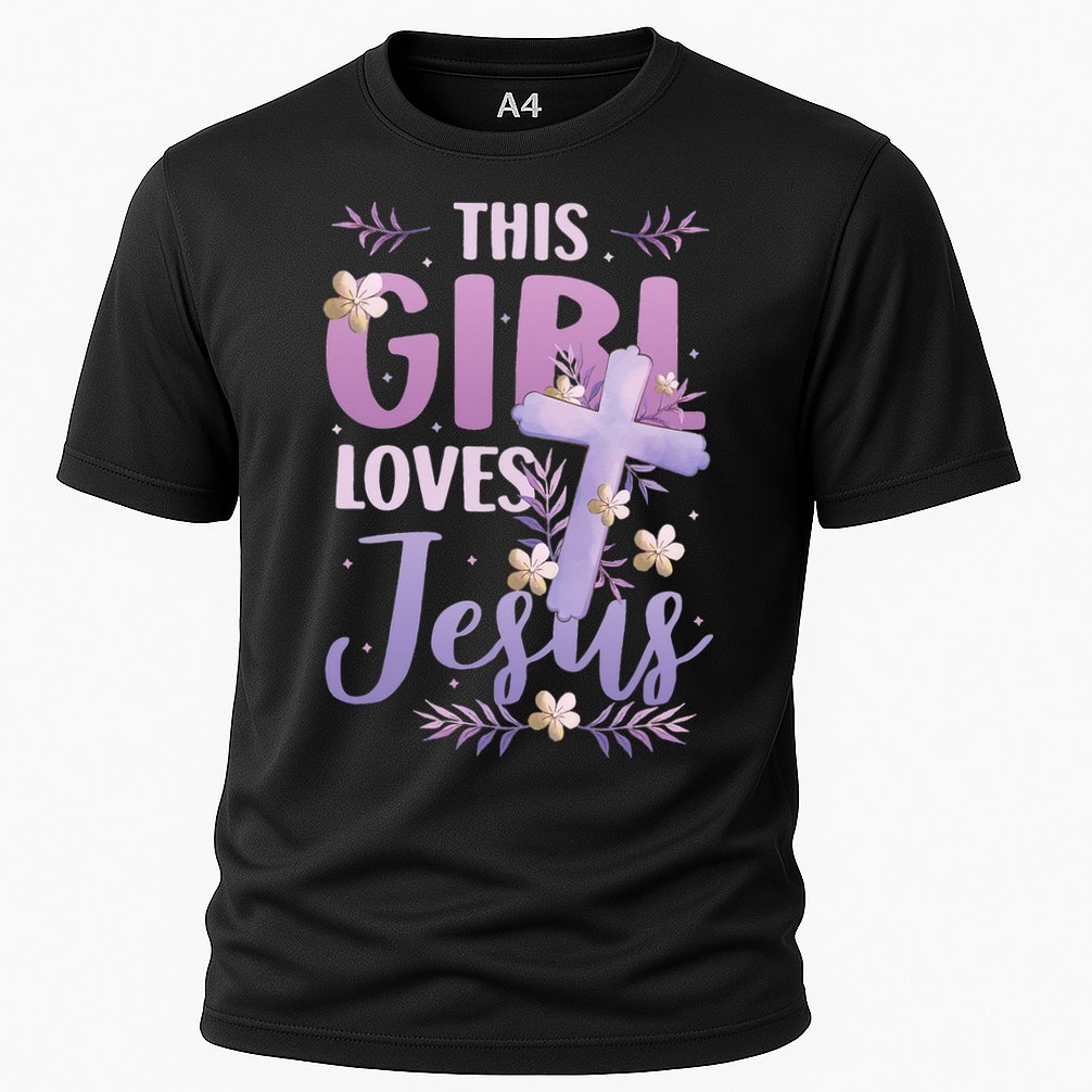 This Girl Loves Jesus Cute Christian Girl Jesus Cooling Performance Crew T-Shirt