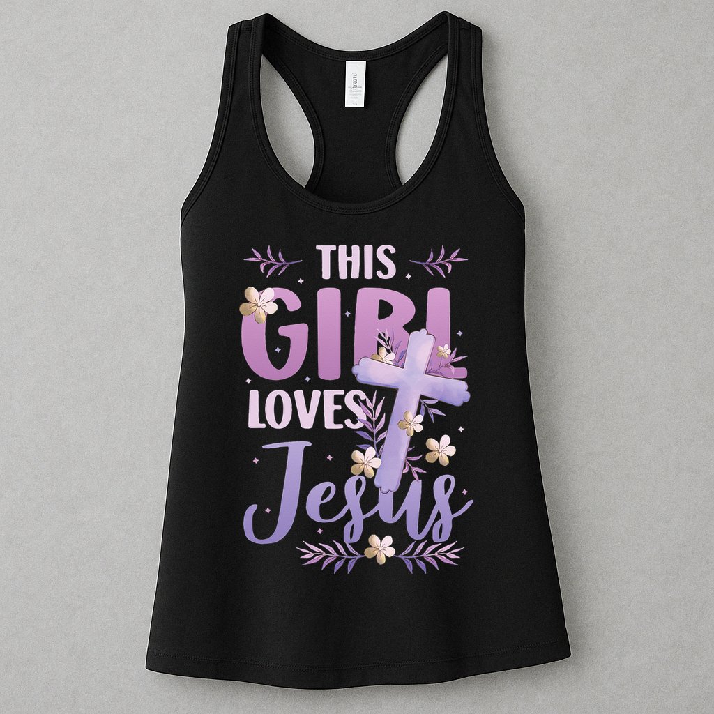This Girl Loves Jesus Cute Christian Girl Jesus Womens Tank Top