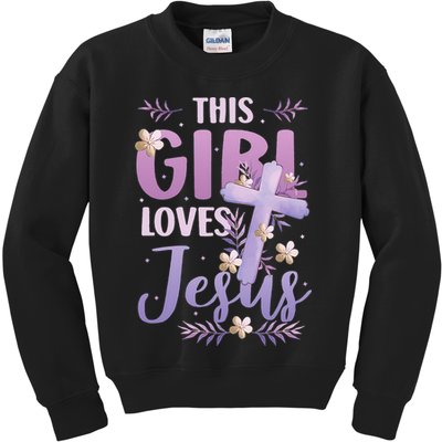 This Girl Loves Jesus Cute Christian Girl Jesus Kids Sweatshirt