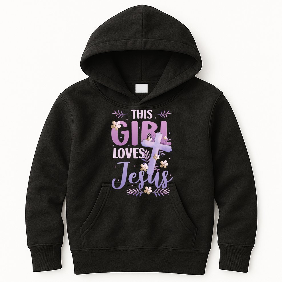 This Girl Loves Jesus Cute Christian Girl Jesus Kids Hoodie
