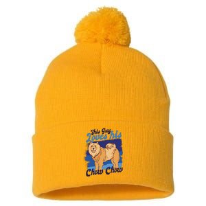 This Guy Loves His Chow Chow Dog Pom Pom 12in Knit Beanie