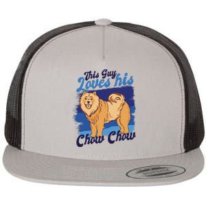 This Guy Loves His Chow Chow Dog Flat Bill Trucker Hat