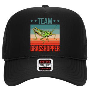 Team Grasshopper Locust Entomologist Insect Grasshopper High Crown Mesh Back Trucker Hat