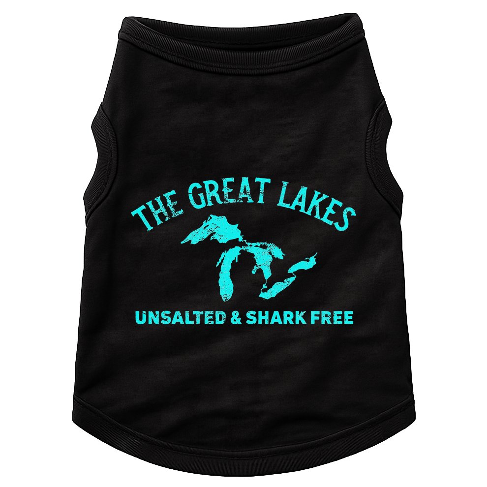The Great Lakes Unsalted & Shark Free Michigan Gift Vintage Doggie Tank