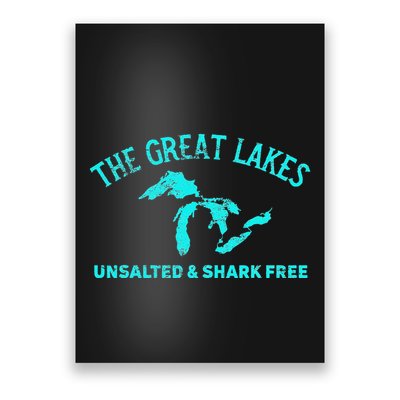 The Great Lakes Unsalted & Shark Free Michigan Gift Vintage Poster