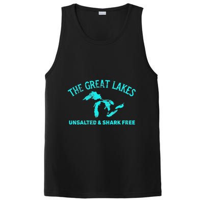 The Great Lakes Unsalted & Shark Free Michigan Gift Vintage PosiCharge Competitor Tank