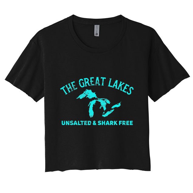 The Great Lakes Unsalted & Shark Free Michigan Gift Vintage Crop Top