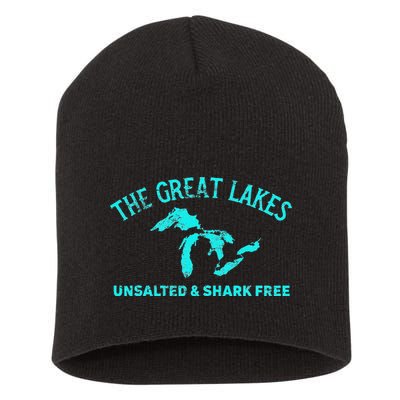 The Great Lakes Unsalted & Shark Free Michigan Gift Vintage Short Acrylic Beanie