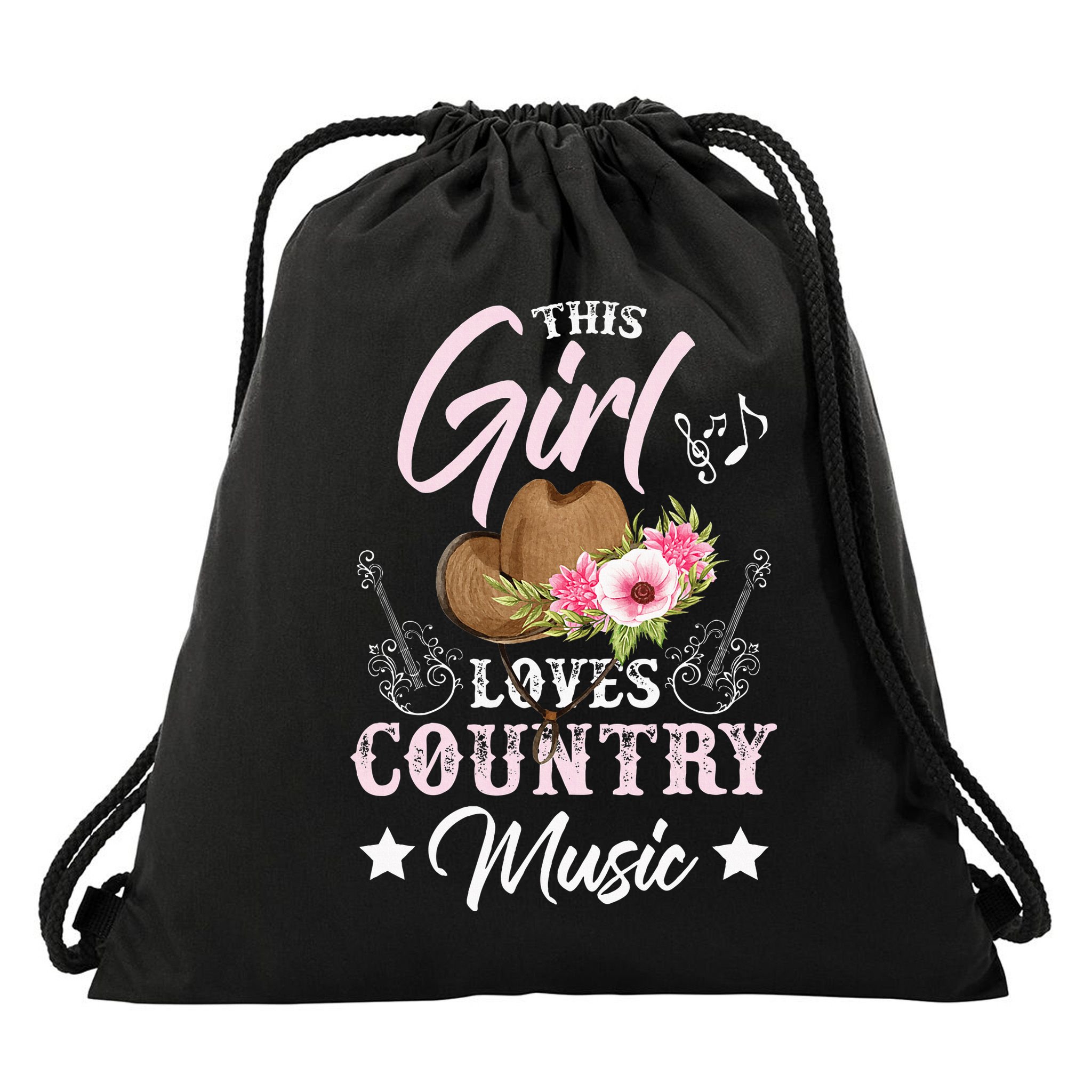 This Girl Loves Country Music Drawstring Bag