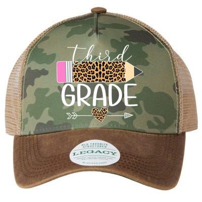 Third Grade Leopard Pencil Back To School Teachers Legacy Tie Dye Trucker Hat
