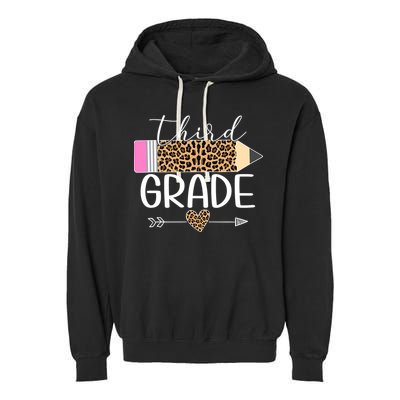 Third Grade Leopard Pencil Back To School Teachers Garment-Dyed Fleece Hoodie